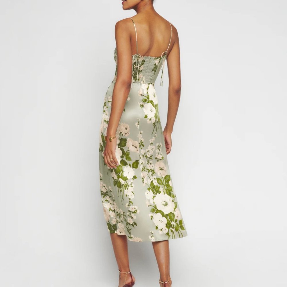 Reformation Marguerite Silk Dress - Tarragon - Picture 11 of 12